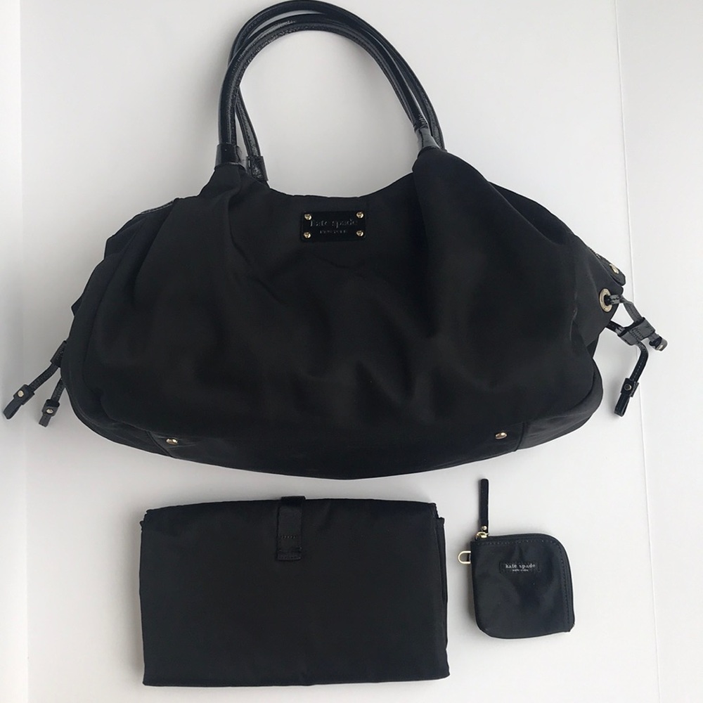 kate spade Stevie diaper baby bag black EUC